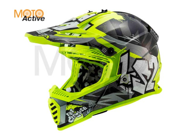 Мотошлем LS2 MX437 Fast Mini Crusher, черно-желтый